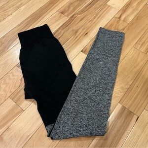 Gymshark Two Tone Black and Grey Seamless Workout Leggings - Women’s Size XS